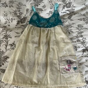 Bitty Bambu handmade in Maui Hawaii sun Dress with Mermaid Patch 12 months EUC